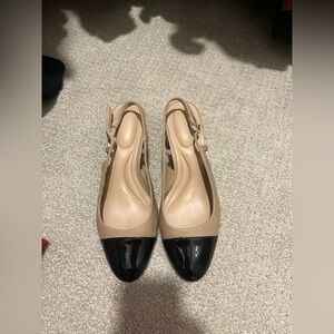 Kelly & Katie Nude/Black Slingback Pumps